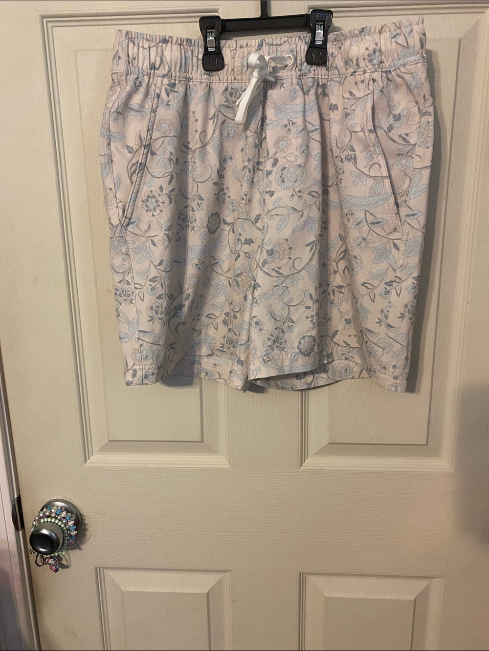 all in motion Cream Drawstring Swimming Shorts with Light Blue Floral Print